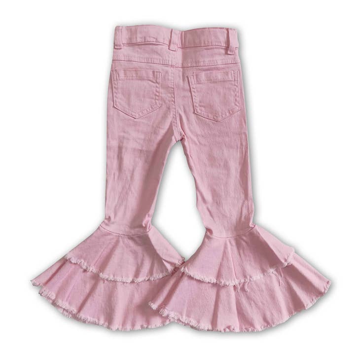 Yawoo Garments - Wholesale Jeans - Kids - Pink denim pants distressed baby girls jeans