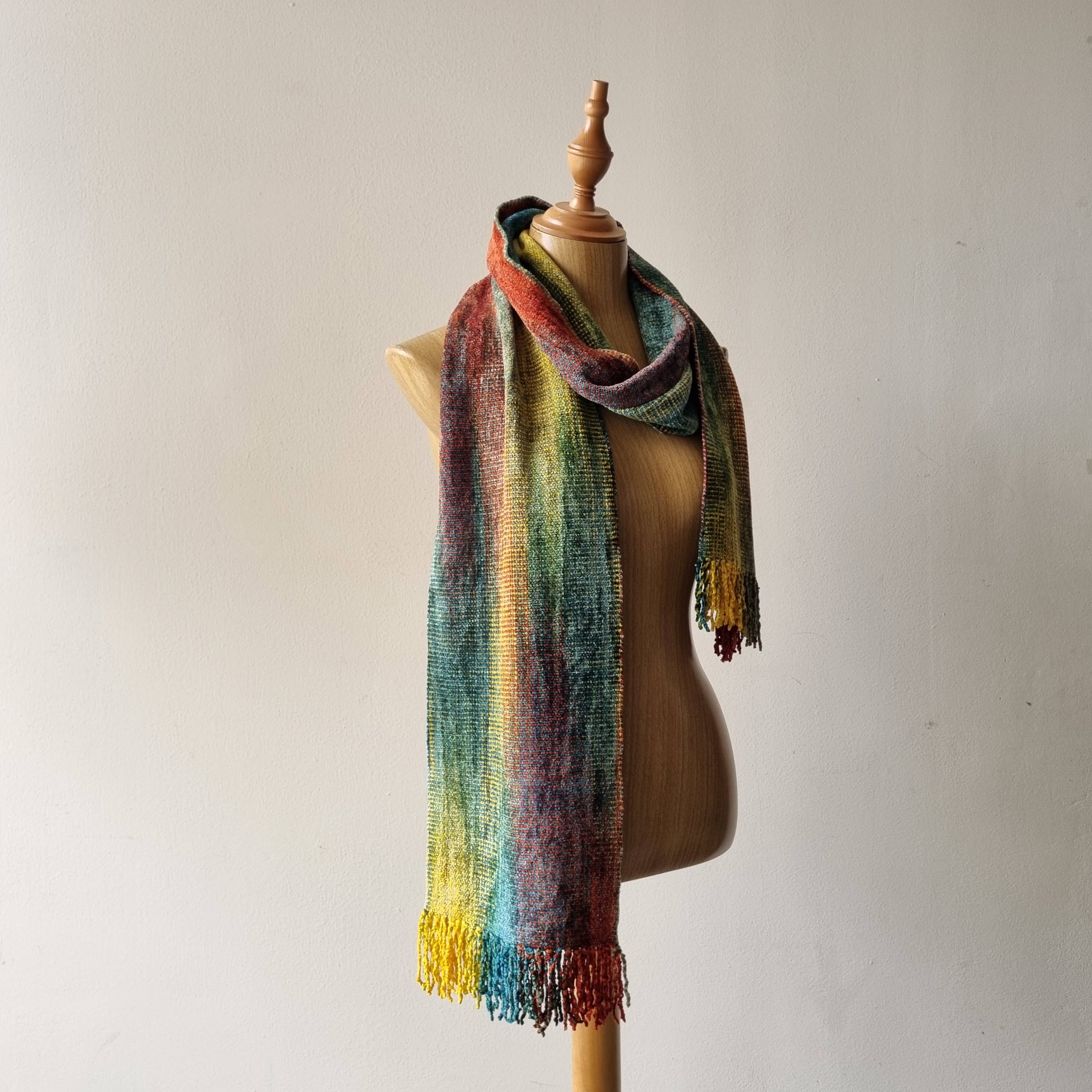 Achiote Guatemalan Goods - Wholesale Scarf - Women's - Handwoven bamboo fiber chenille scarf long0