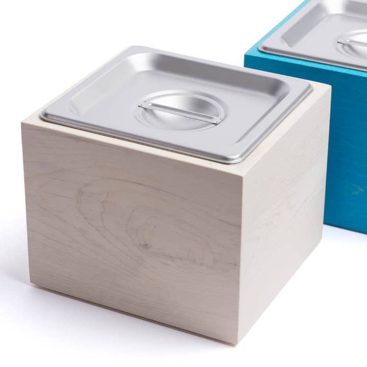 Alabama Sawyer - Wholesale Kitchen Storage/Organizer - Countertop Compost Bin - Noaway© in Magnolia Wood and Stainless Steel10