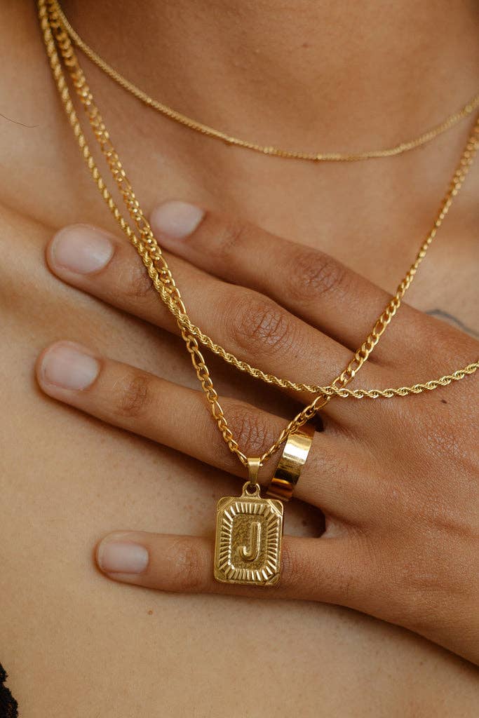 Katinki – wholesale Pendant/charm necklace – Personalized Initial Rectangle Medallion Necklace2