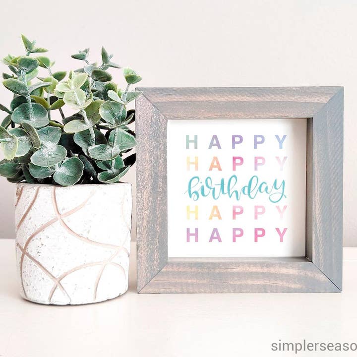 MINI Sign Insert Only: Happy Birthday Watercolor | Magnetic Sign INSERT ONLY for wholesale by Simpler Seasons Decor