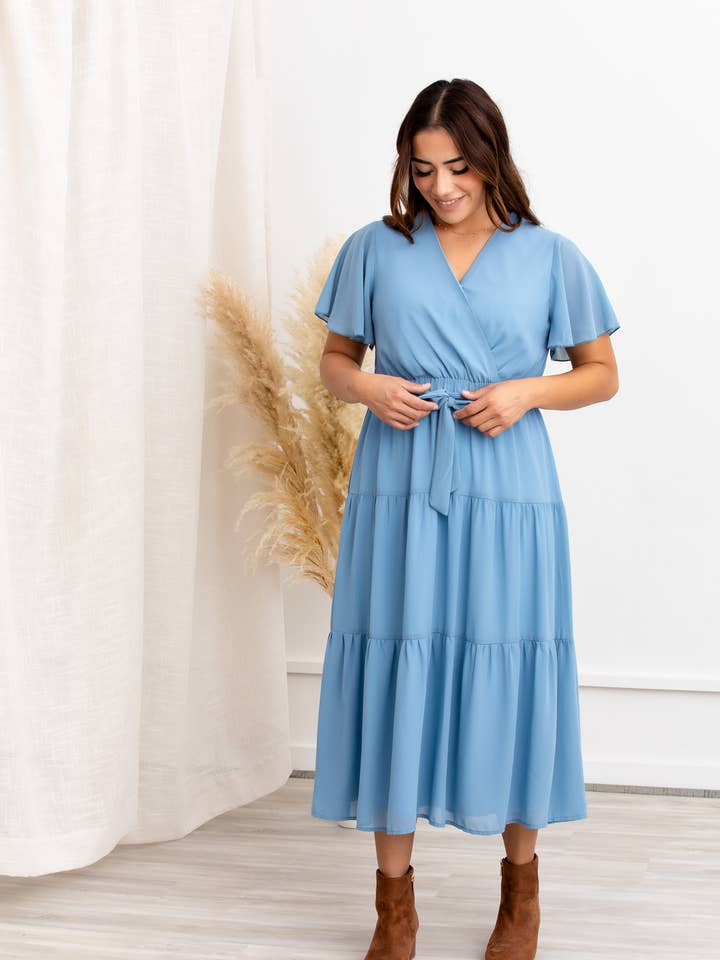 Peony Alley - Vendita all'ingrosso Vestito - Donna - Abito midi tinta unita color ambra17