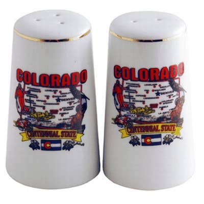 Colorado Salt & Pepper Set State Map for wholesale by Jenkins Enterprises