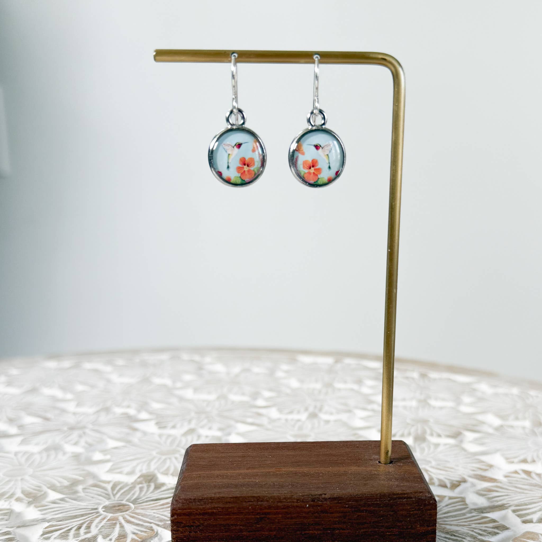 Seed and Sky - Wholesale Dangle Earrings - Blue Hummingbird Silver Earring1