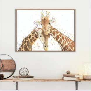 Jen Winnett Eco Artist - Wholesale Art Print - Giraffe couple signed art print | animal | artwork | home