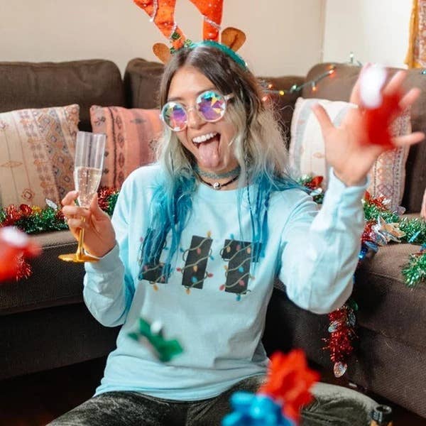 Christmas Lit Long Sleeve Tee for wholesale by femfetti