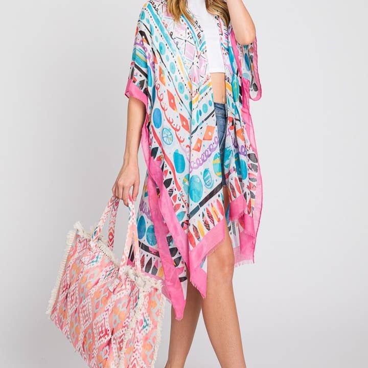 MiMi Wholesale - Wholesale Tote Bag - Women's - MB0203 Stella Boho Pattern Fringe Tote Bag