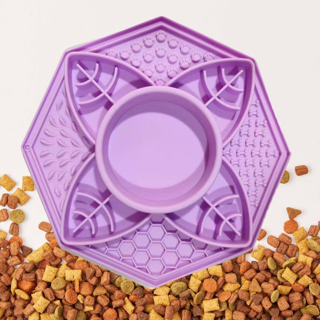 Interactive slow feeding "Fun Flower" Pet Bowl & lick mat for wholesale by Parallax Plastics LTD