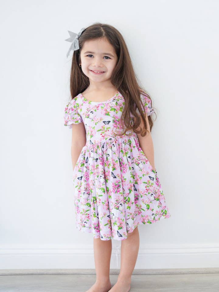 Floral Toddler Spring/Summer Bamboo Twirl Dress for wholesale by House of LooLous