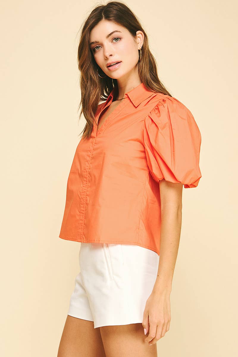 PINCH - Wholesale Blouse - Women's - BUBBLE SLEEVE BLOUSE TOP - 5707TB27