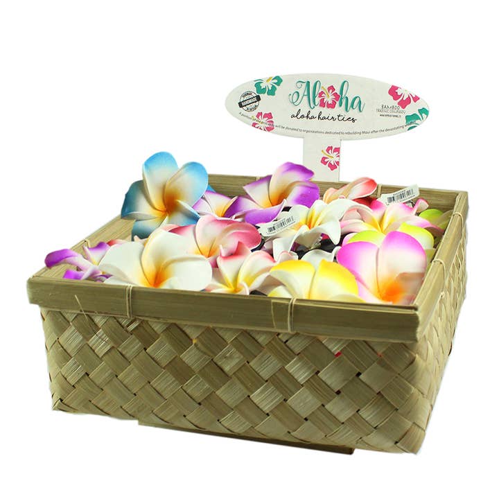 Aloha Flower Hair Ties for wholesale by Bamboo Trading Company