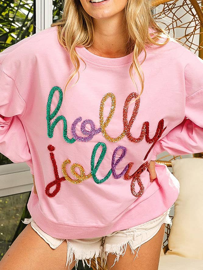 UNISHE - Wholesale Sweatshirt - Women's - Holly Jolly Christmas Pullover Sweatshirt FHB041