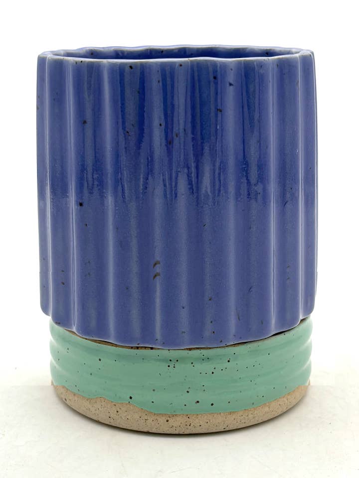 Mini Planter with Drainage in Indigo Aqua for wholesale by KEENE GOODS