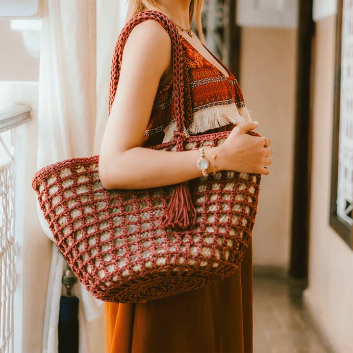 The Shopping Bag wicker & fabric for wholesale by Atlas artisan