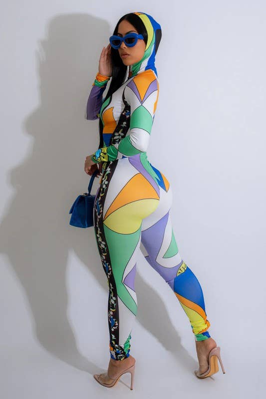 Multi Kapuzenoverall mit mehrfarbigem Aufdruck für den Großhandel auf Faire1