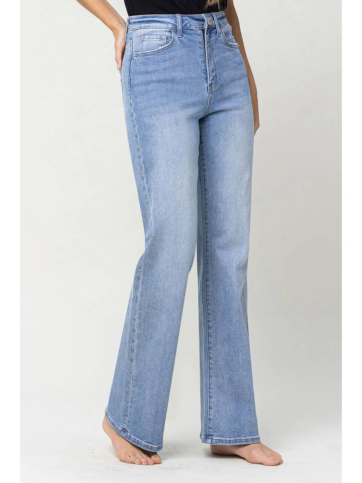 GREENE 90'S VINTAGE SUPER HIGH RISE FLARE JEANS V3132 for wholesale on Faire