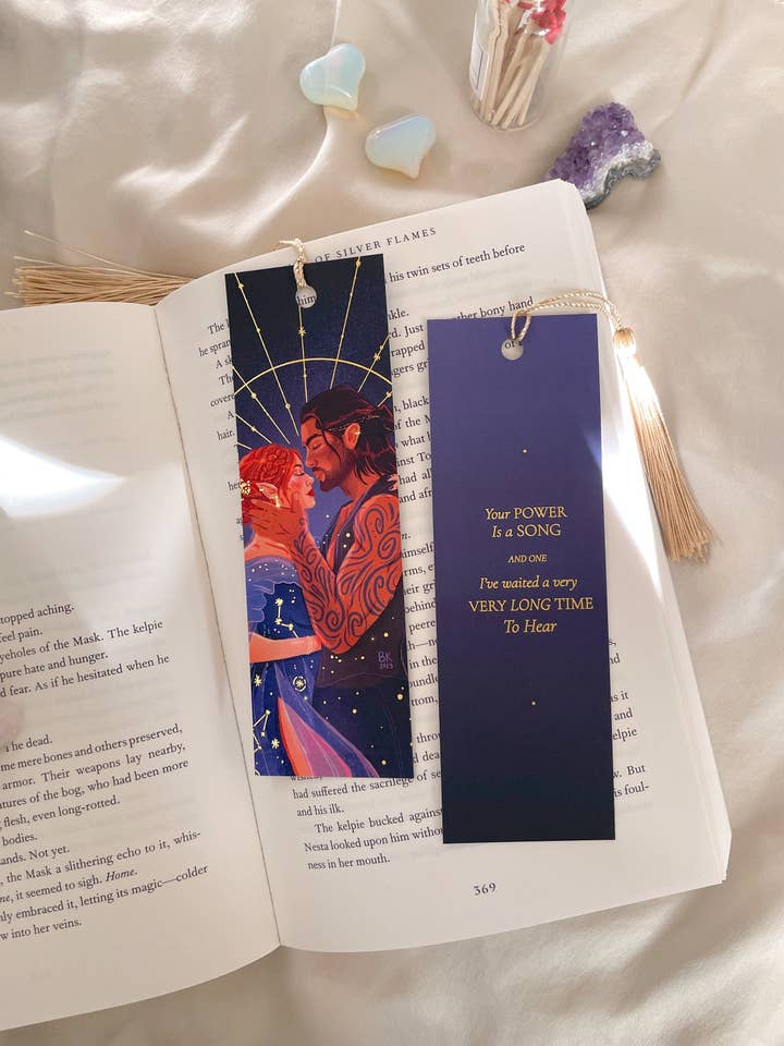 Nesta & Cassian *Gold Foil* Bookmark for wholesale by Brittany Keller Art