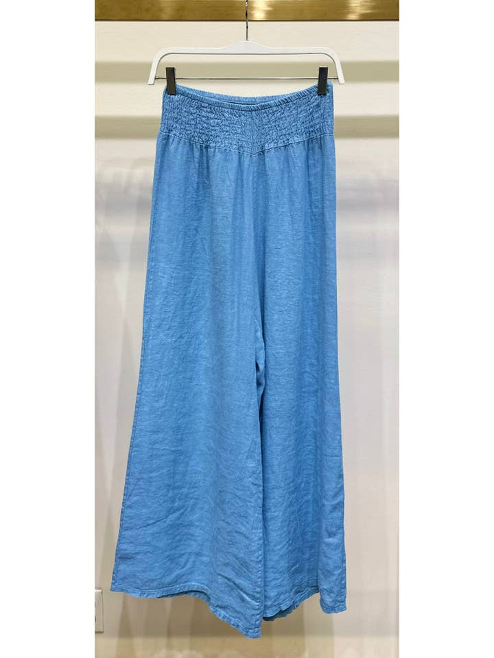 MILIO MILANO – Großhandel Hose – Damen – SOLIDE LEINENHOSE MIT GESMOKTEM BUND (255004-LINENPANTS)4