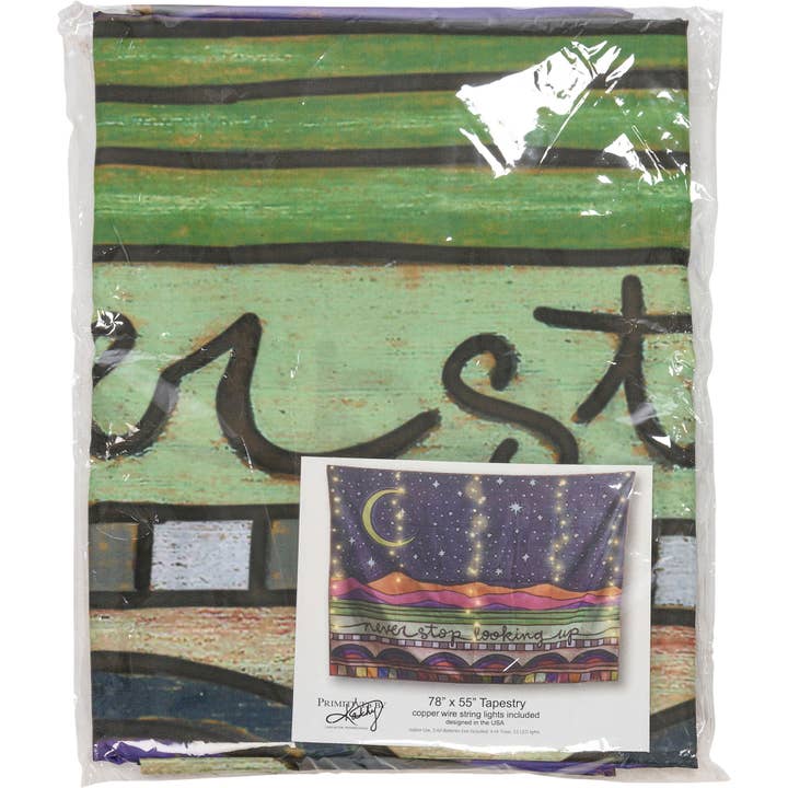 Primitives by Kathy - Wholesale Wall Sign - Never Stop Looking Up Lighted Tapestry