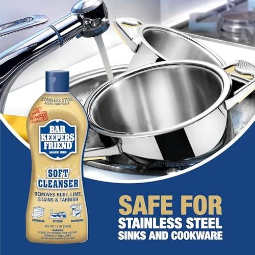 Pixiss - Wholesale Multi-Surface Cleaner - Bar Keepers Friend Soft Cleanser Liquid (2 x 13 Ounce) Multipurpose Cleaner & Rust Stain Remover for Stainless Steel, Porcelain, Ceramic Tile & More2