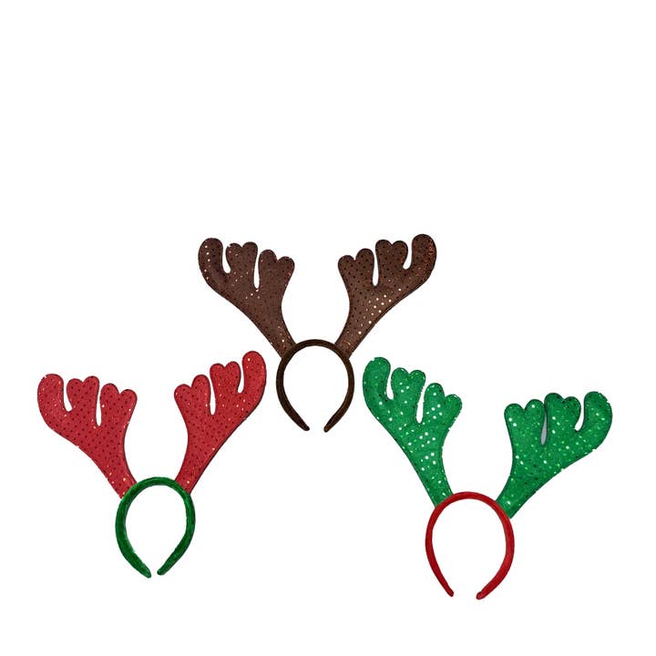 Country Silk - Wholesale Fashion headband – women's - REINDEER ANTLER HEADBAND WITH SEQUINS