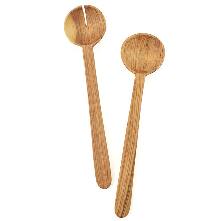 Swahili | AFRICAN MODERN - Vente Ustensile de service - Grands ensembles à salade pendulaires en bois d'olivier avec manche effilé1