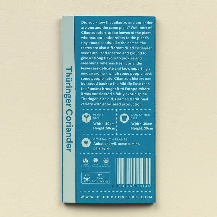 Piccolo Seeds - Wholesale Plant Seeds - Coriander Thüringer1