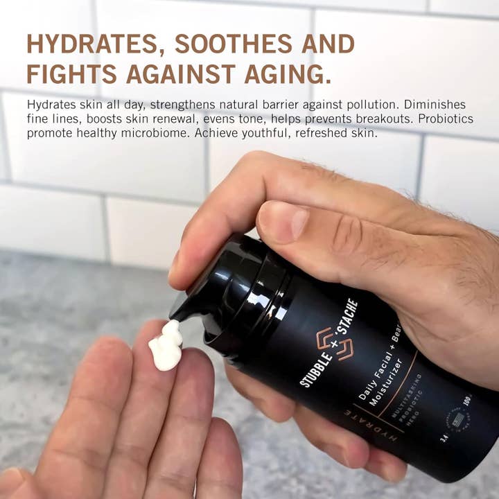 DermaSkan - Wholesale Facial Moisturizer - Men's - stubble & stache Beard & Face Moisturizer for Men- 3.4 flOz4