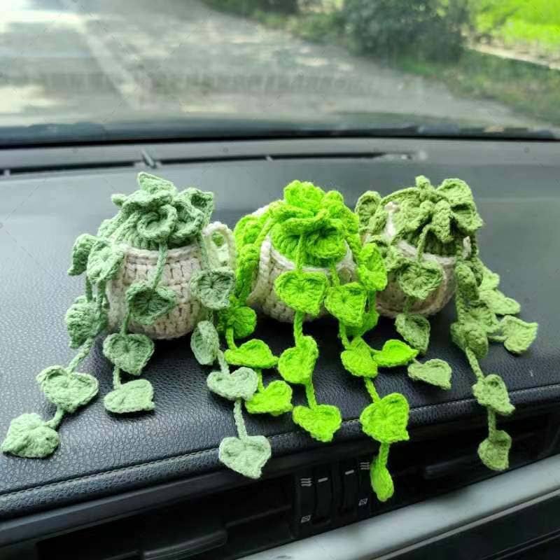 Anh2 LTD - Vente Breloque décorative pour voiture – unisexe - Plantes Monstera au crochet, breloques de voiture, plante suspendue au crochet5