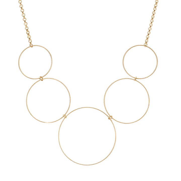 Collar de círculos de diamantes de plata dorada @486 para venta al por mayor de ORUS BIJOUX