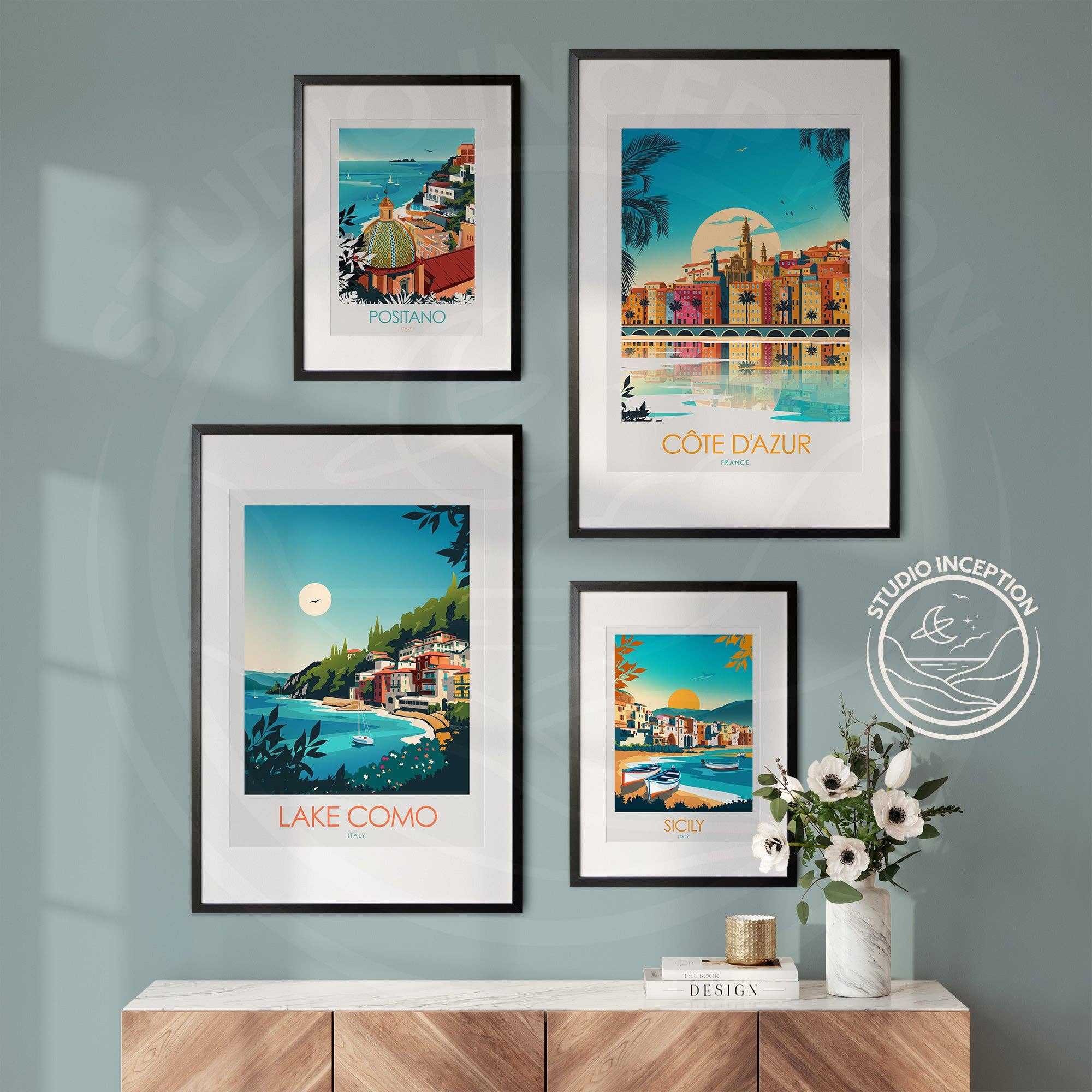 Studio Inception - Vendita all'ingrosso Stampa artistica - Stampa minimalista del Lago di Como1