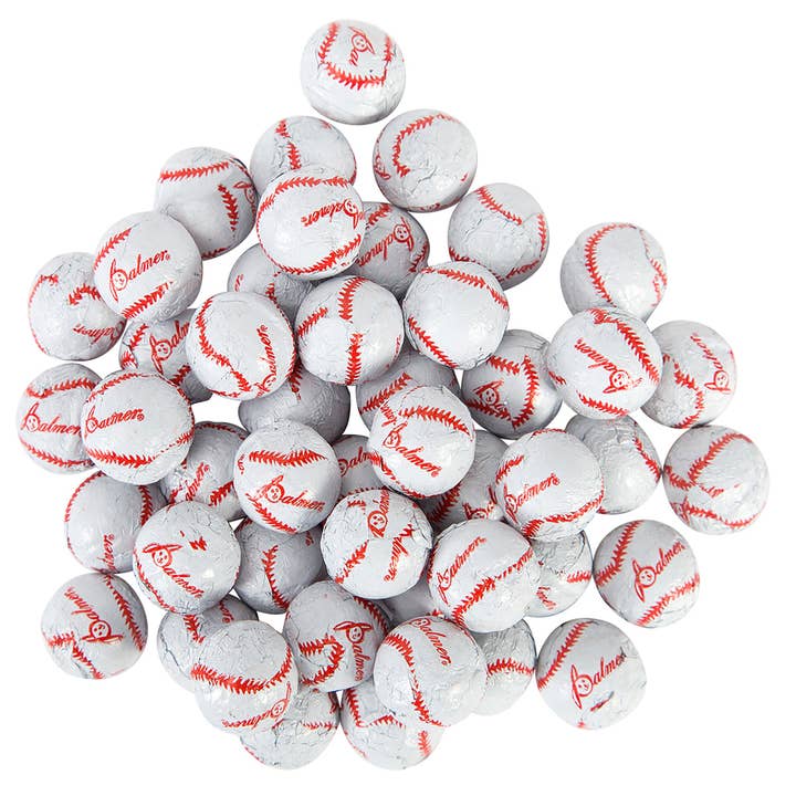 Grandpa Joe's Candy Shop – wholesale Chocolate-covered sweets – R.M. Palmer, MC Foil Wrapped Baseballs, 5lb Bulk Bag