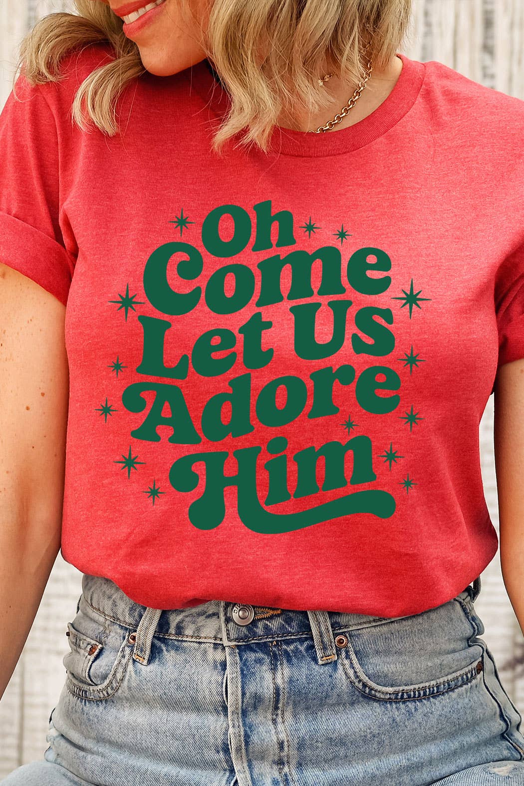 Kissed Apparel - Wholesale Screen Printed T-Shirt - Women's - Oh Come Let Us Adore Him Graphic Tee4
