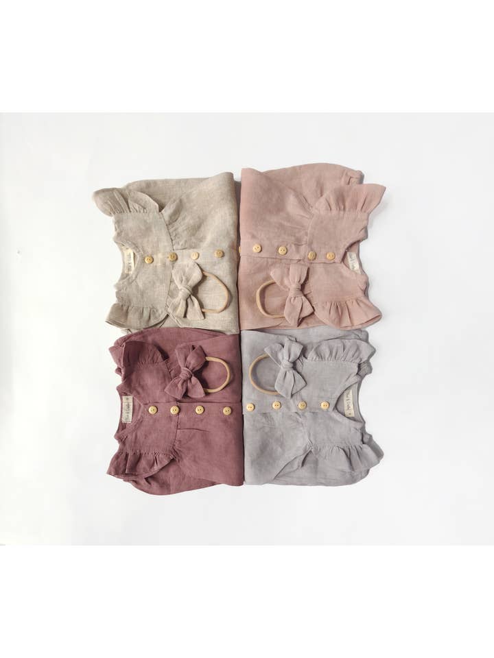 OLIVE & CRADLE - Wholesale Jumpsuit - Baby - Baby girl Linen button bubble Jumper | Jennifer Romper II