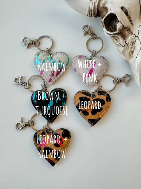 Boho Ranch Shop - Wholesale Keychain - Women's - Western Heart Cowhide Hairon Keychain6