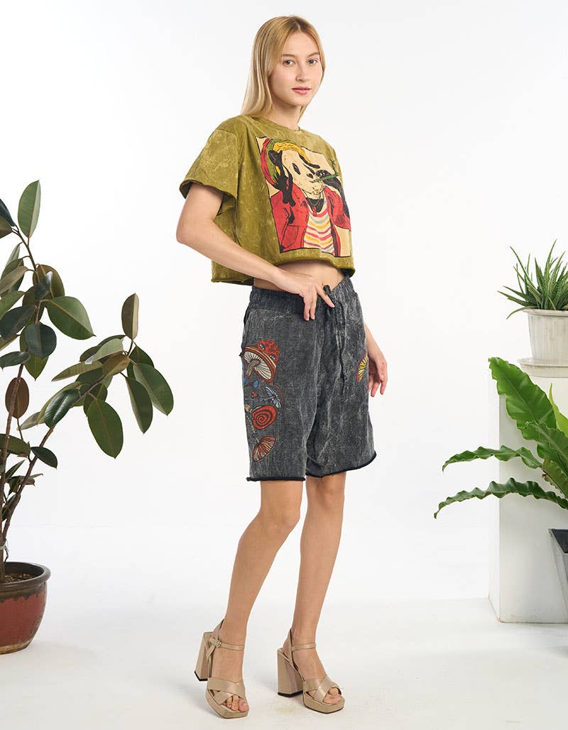 Kathmandu Imports - Wholesale Screen Printed T-Shirt - Women's - COTTON CROP TOP (TH-1976PK)2