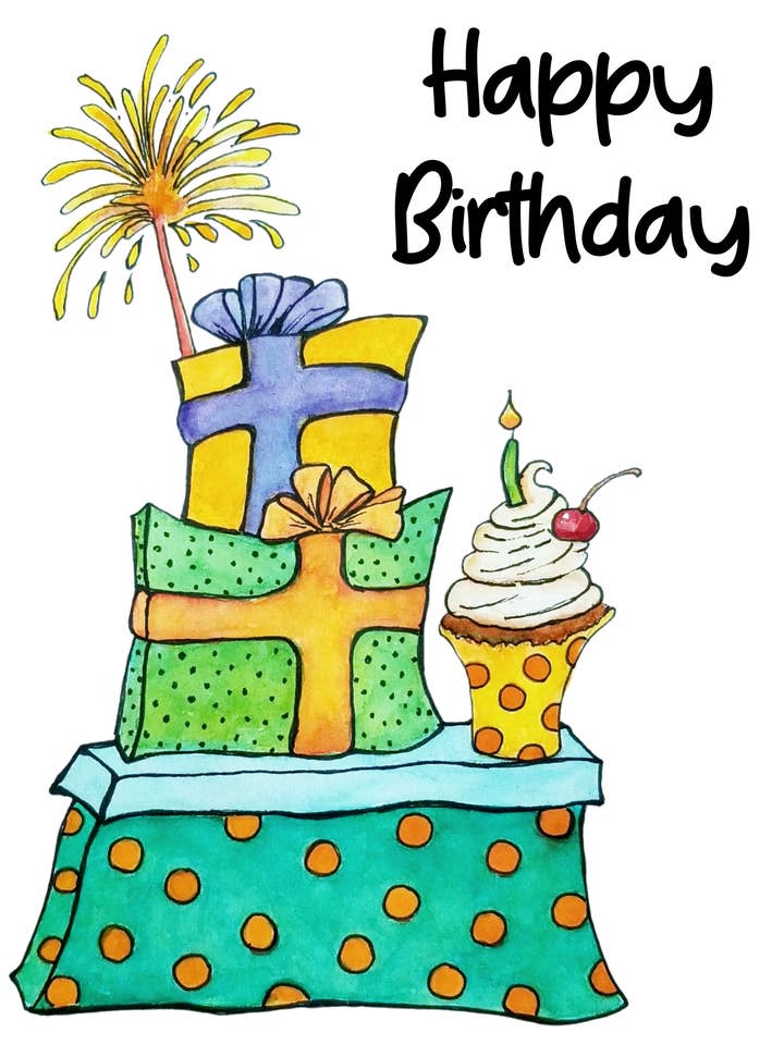 Happy Birthday Whimsy Presents  Greeting Card for wholesale by Bundle Kids Cards