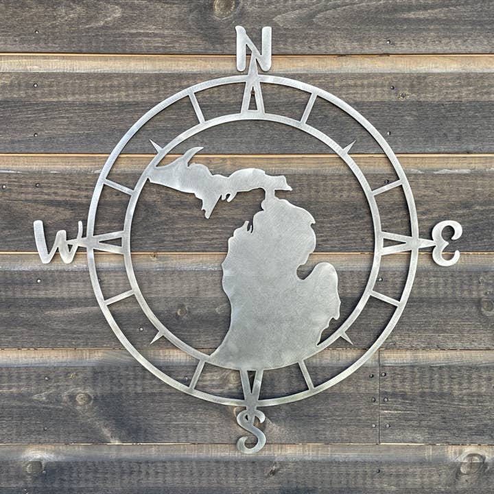 State Compass Metal Wall Art Décor - Coastal Nautical Art for wholesale by Rebel Metal Gifts & Decor