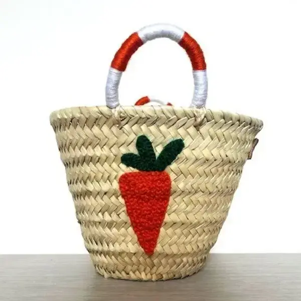 High crafty - Vendita all'ingrosso Cestino - Bambini e neonati - Dolce Carrot Mini Basket – Borsa a Mano Intrecciata in Foglia di Palma con Emb0