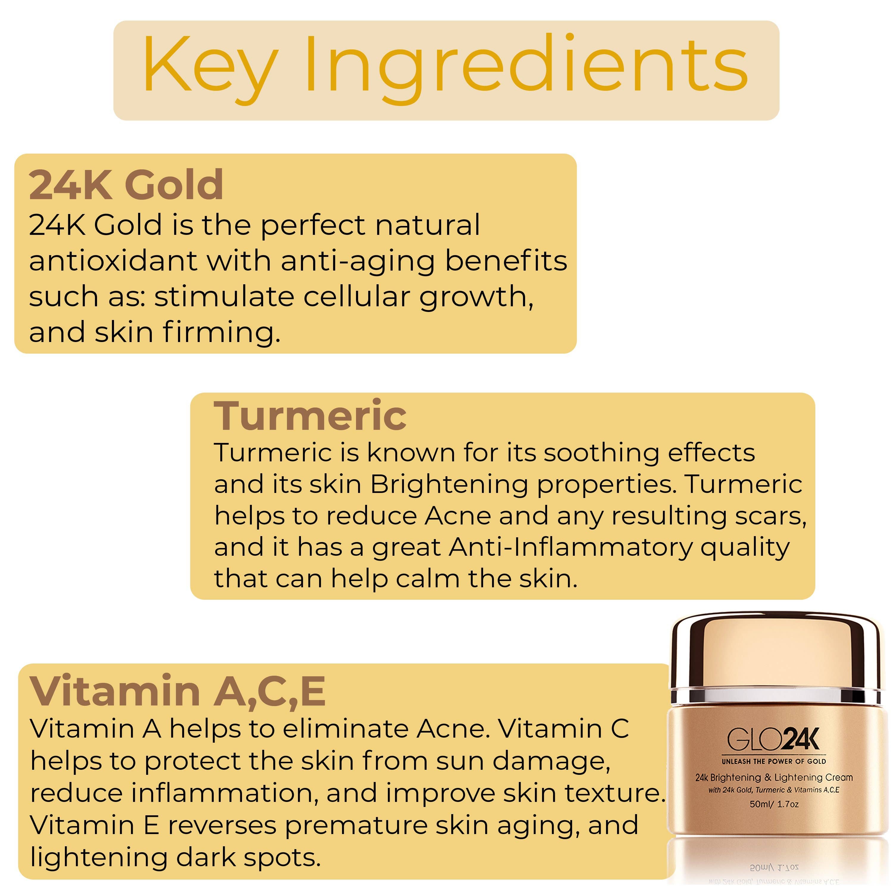 GLO24K - Wholesale Anti-Aging Moisturizer - 24K Brightening & Lightening Cream with 24k Gold & Turmeric2