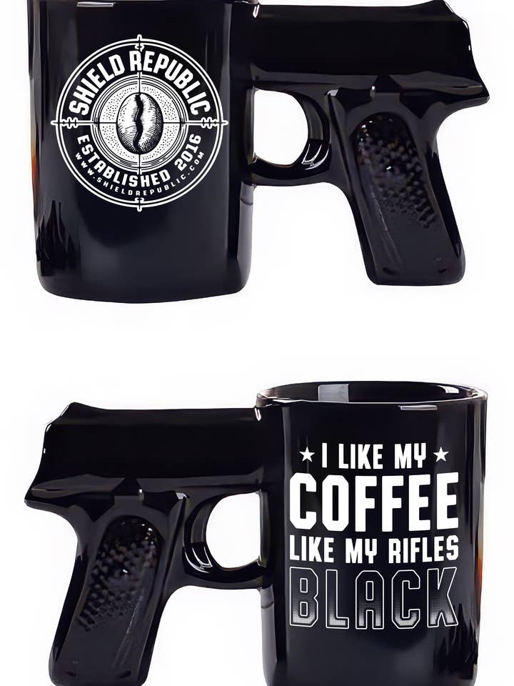 I Like my Coffee Like my Rifles Black Sidearm Sipper for wholesale by Shield Republic