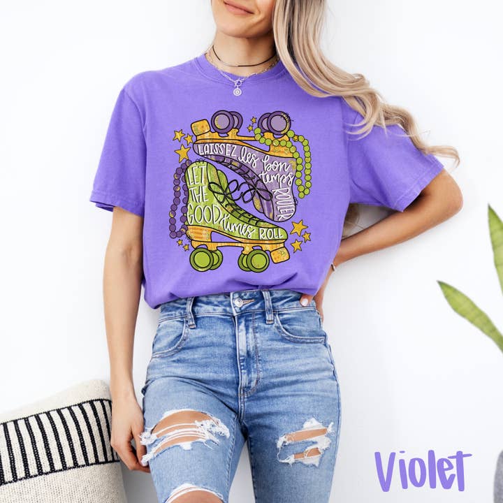 Painted Skies - Wholesale T-Shirt (Graphic) - Women's - Let The Good Times Roll Trendy Mardi Gras Adult Tee5