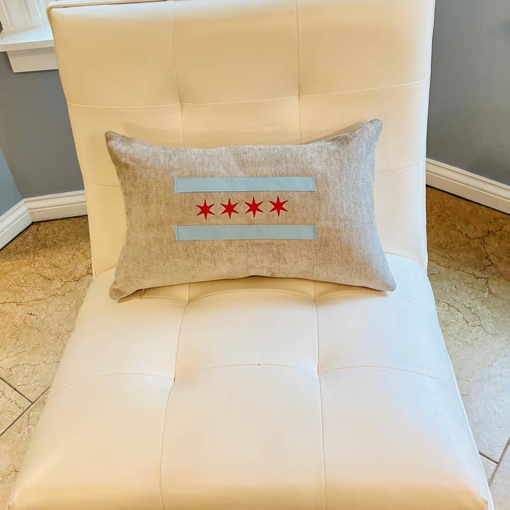 tori grace outfitters - Wholesale Throw/Decorative Pillow - chicago flag throw pillow, embroidered chicago pillow1