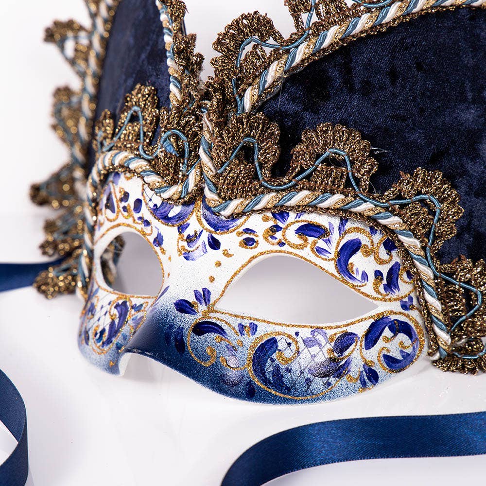 Regalmoda – wholesale Costume – Unisex – Colombina with hat (unisex) - Blue / Gold2