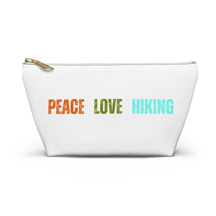 Accessory Pouch – Peace Love Hiking – Zipper Travel Bag for wholesale by Restored By Nature Company