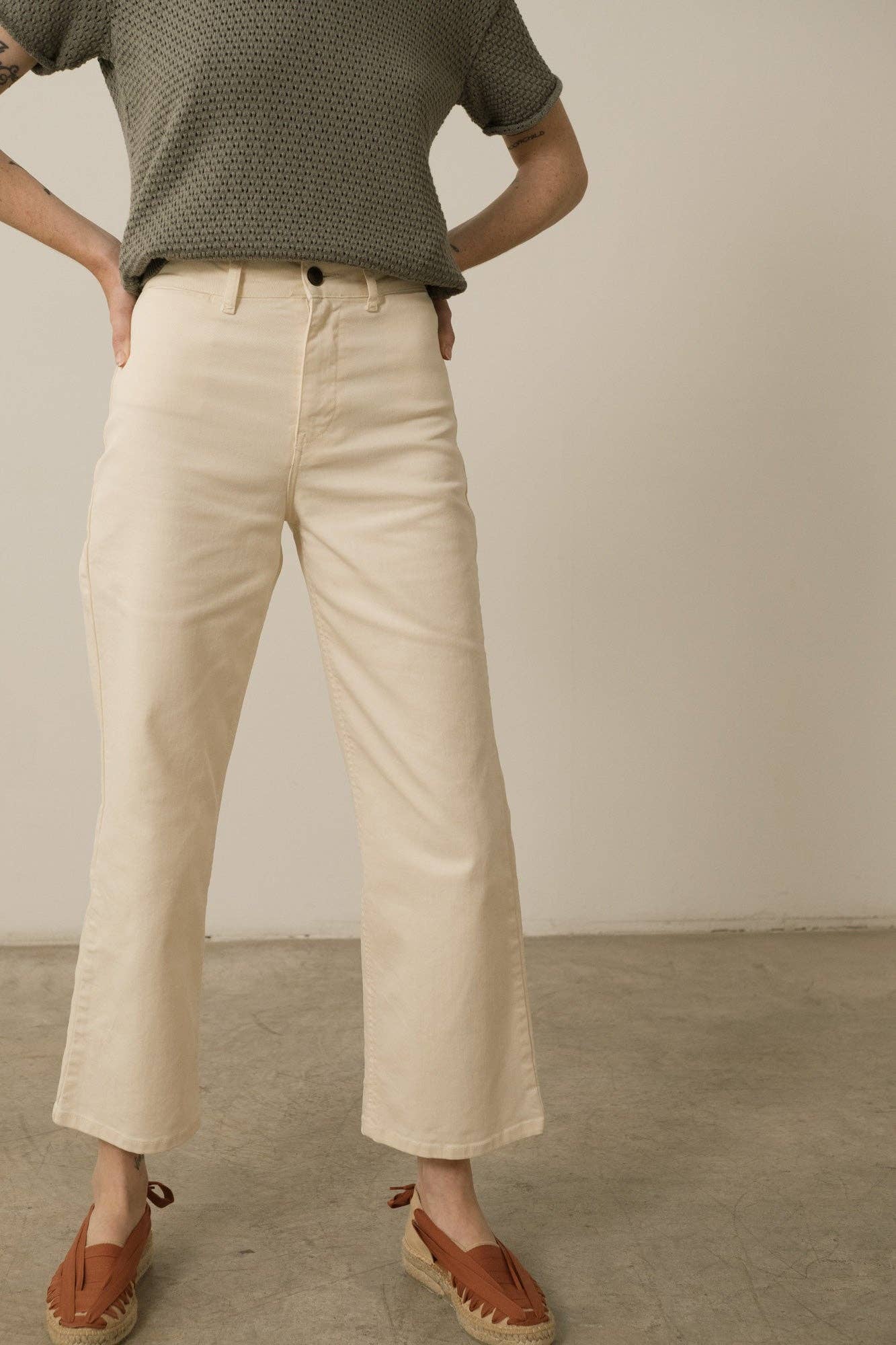 Hani Recycled Cotton Sailor Pants In White for wholesale on Faire0