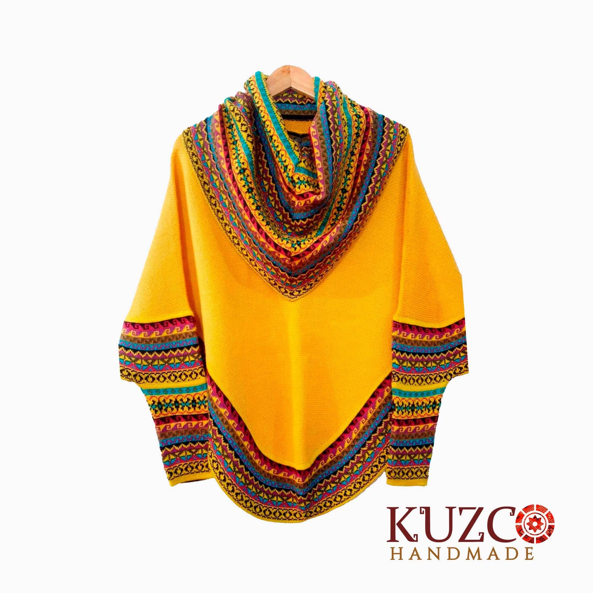 KuzcoHandmade – wholesale Poncho – Women's – Women's Alpaca Knitted Turtleneck Poncho with Sleeves