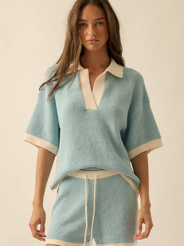 Jersey de Polo de Manga Corta de Punto Sólido con Contraste para venta al por mayor de Promesa USA