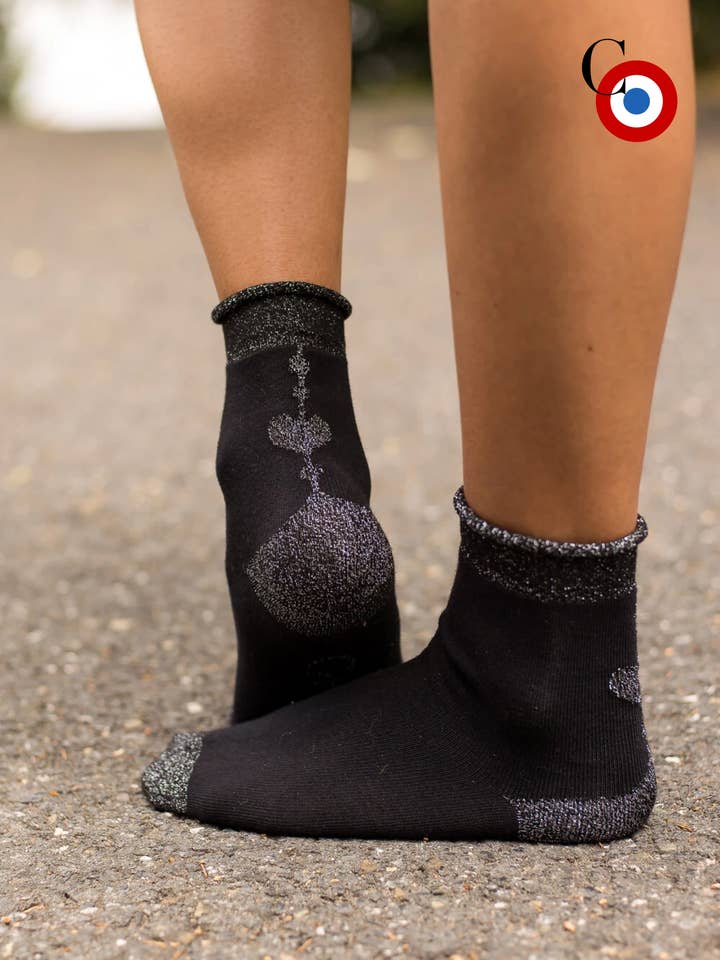 Hängende Herz-Socken aus Baumwolle mit Lurex-Glanz für den Großhandel von Clovis & Clothilde Paris