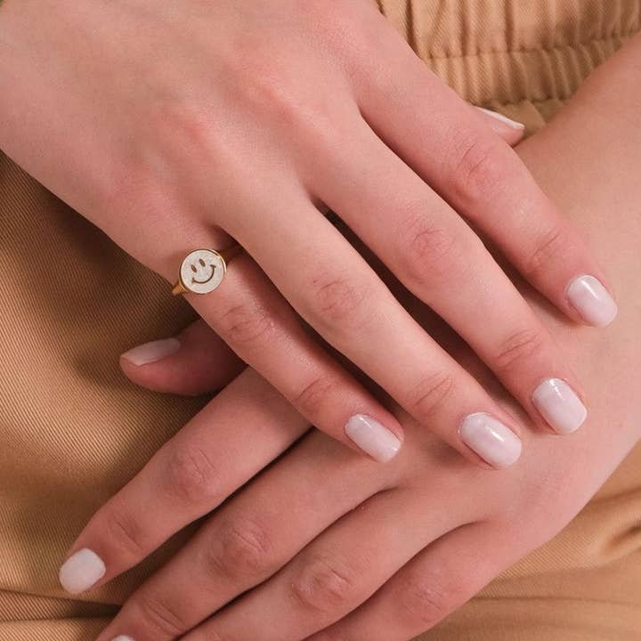 Smiley Face Gemstone Ring for wholesale by Anna Lou of London